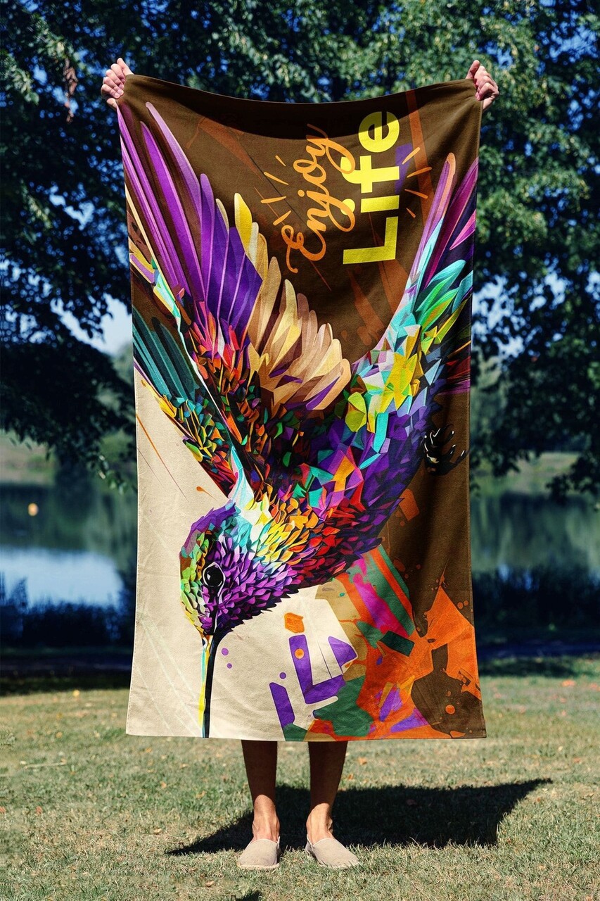 Prosop de plaja, L'essentiel Maison, Enjoy Life 90, 90x150 cm, Multicolor - imagine 7